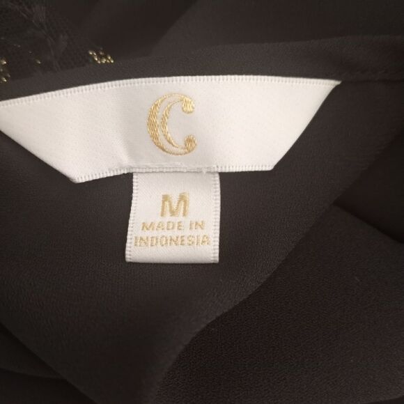 CHARMING CHARLIE BLACK & GOLD BLOUSE SZ.M EUC - Picture 4 of 7